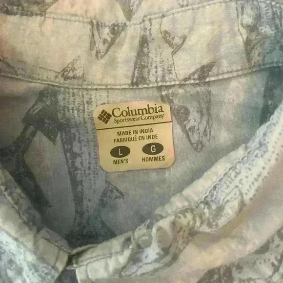 COLUMBIA Fish STRIPED BASS Blue Button front size  L PERFORMANCE FISHING GEAR - Picture 5 of 8